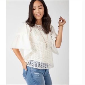 Stella & Dot lace, flutter sleeve top